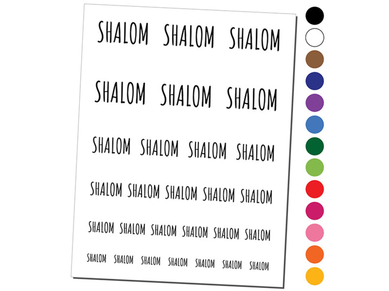 Shalom Peace Hebrew Jewish Temporary Tattoo Water Resistant Fake Body Art Set Collection